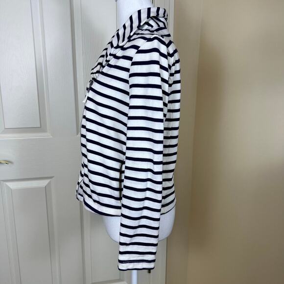 Splendid 100% Cotton Knit Moto Jacket Zipper Stripe Double Breasted Small - Picture 7 of 10